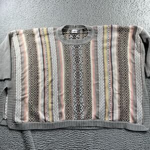 Cabi Weekend Poncho 3121 Fair Isle Sweater Oversized Grey Nordic Boho Small S